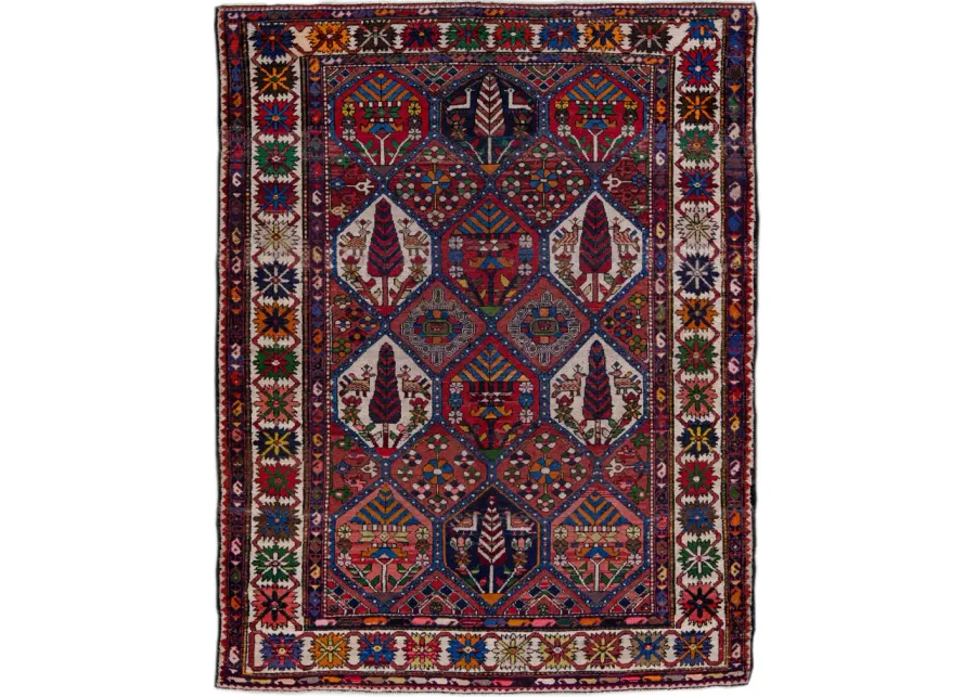 Persian Red Geometric Wool Rug - Apadana - Red