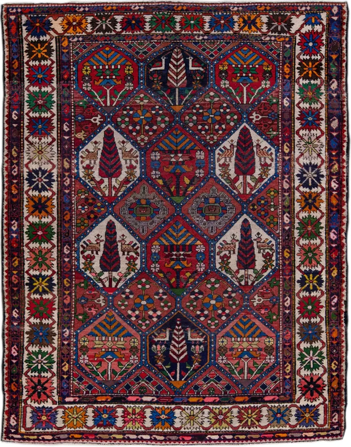 Persian Red Geometric Wool Rug - Apadana - Red