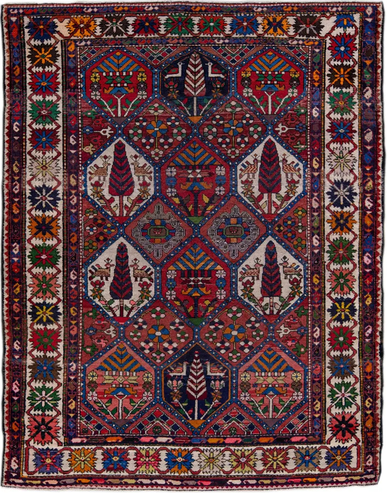 Persian Red Geometric Wool Rug - Apadana - Red