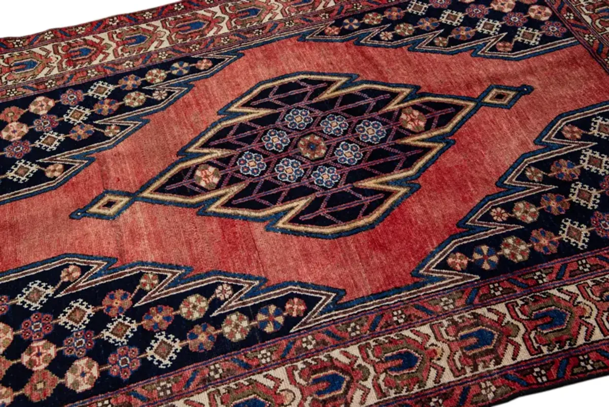 Persian Red Geometric Wool Rug - Apadana - Red