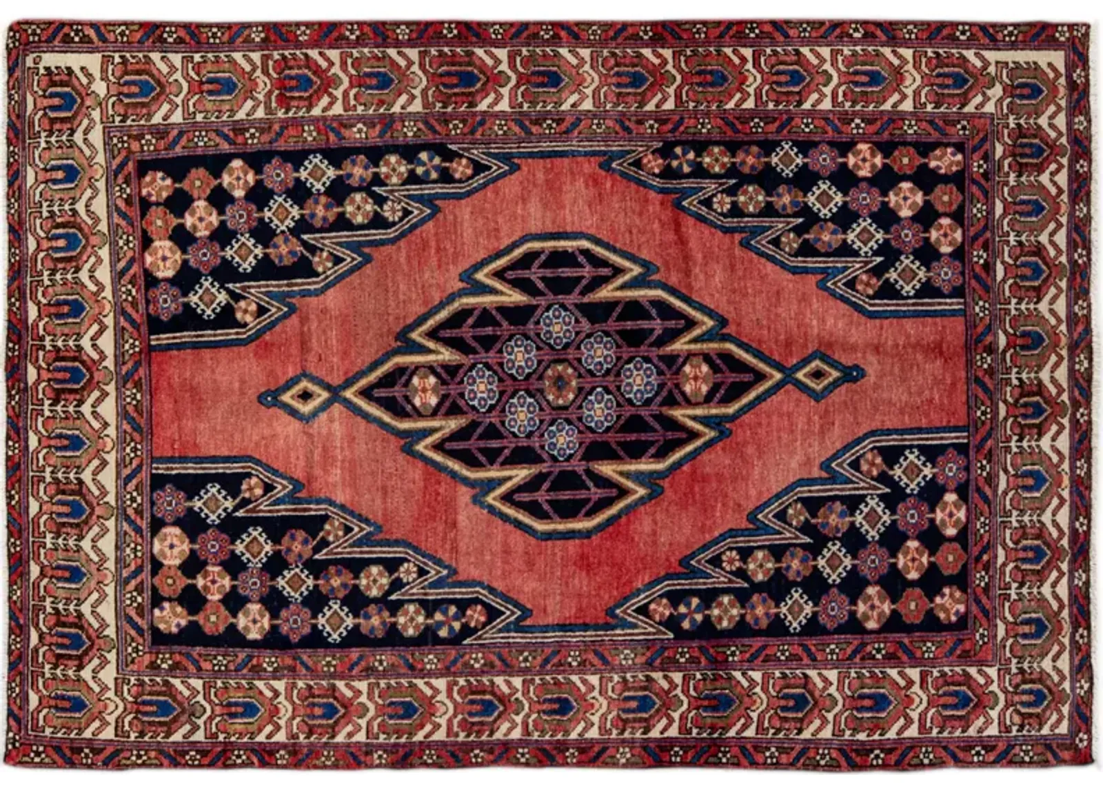 Persian Red Geometric Wool Rug - Apadana - Red