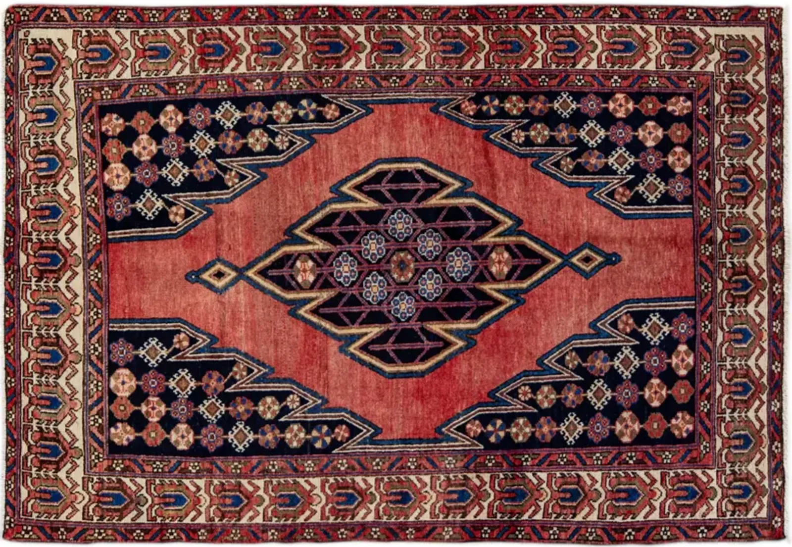 Persian Red Geometric Wool Rug - Apadana - Red