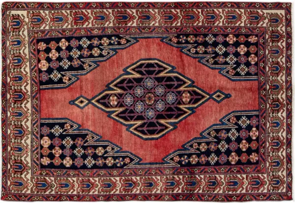 Persian Red Geometric Wool Rug - Apadana - Red