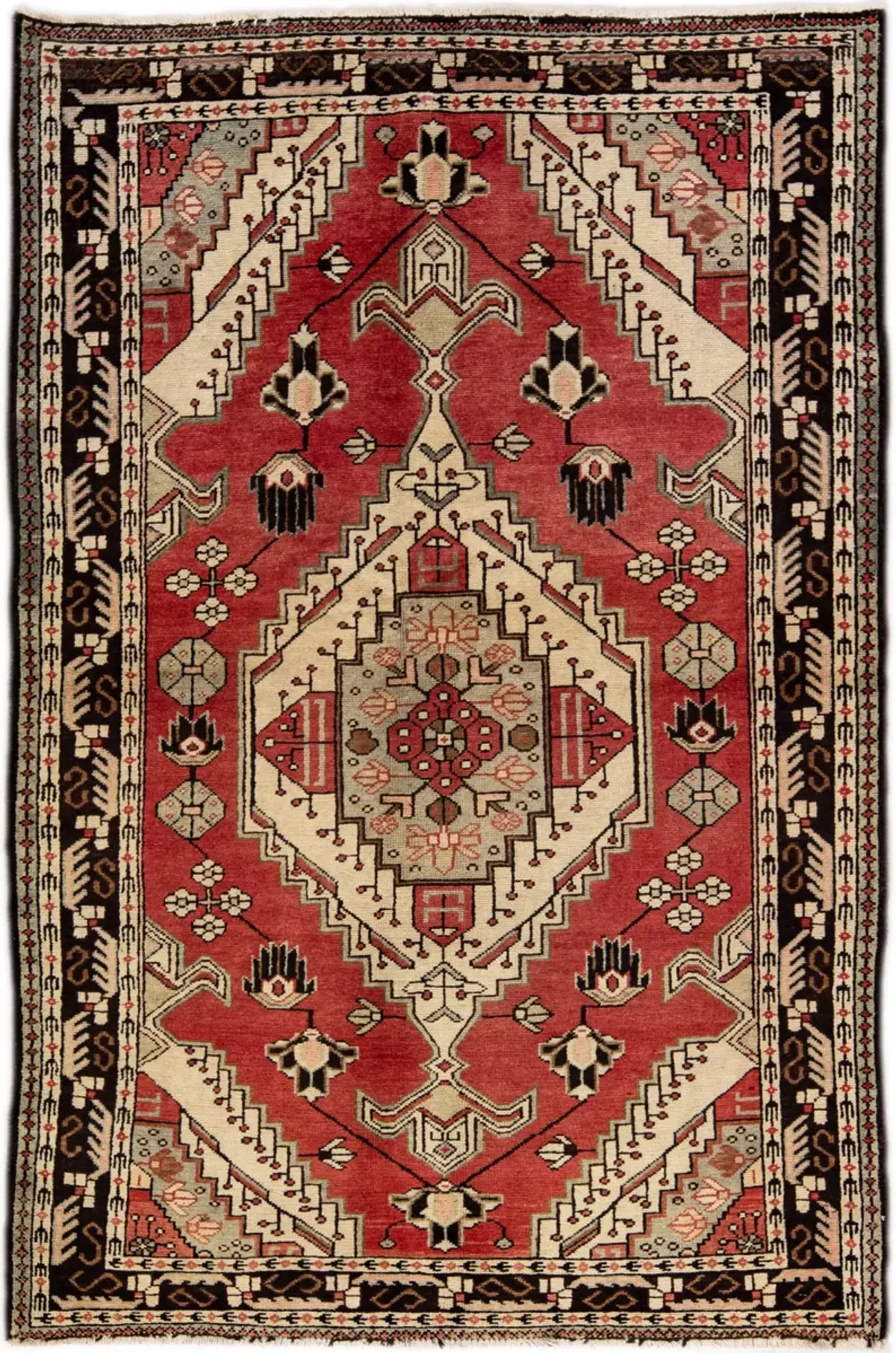 Persian Red Geometric Wool Rug - Apadana - Red