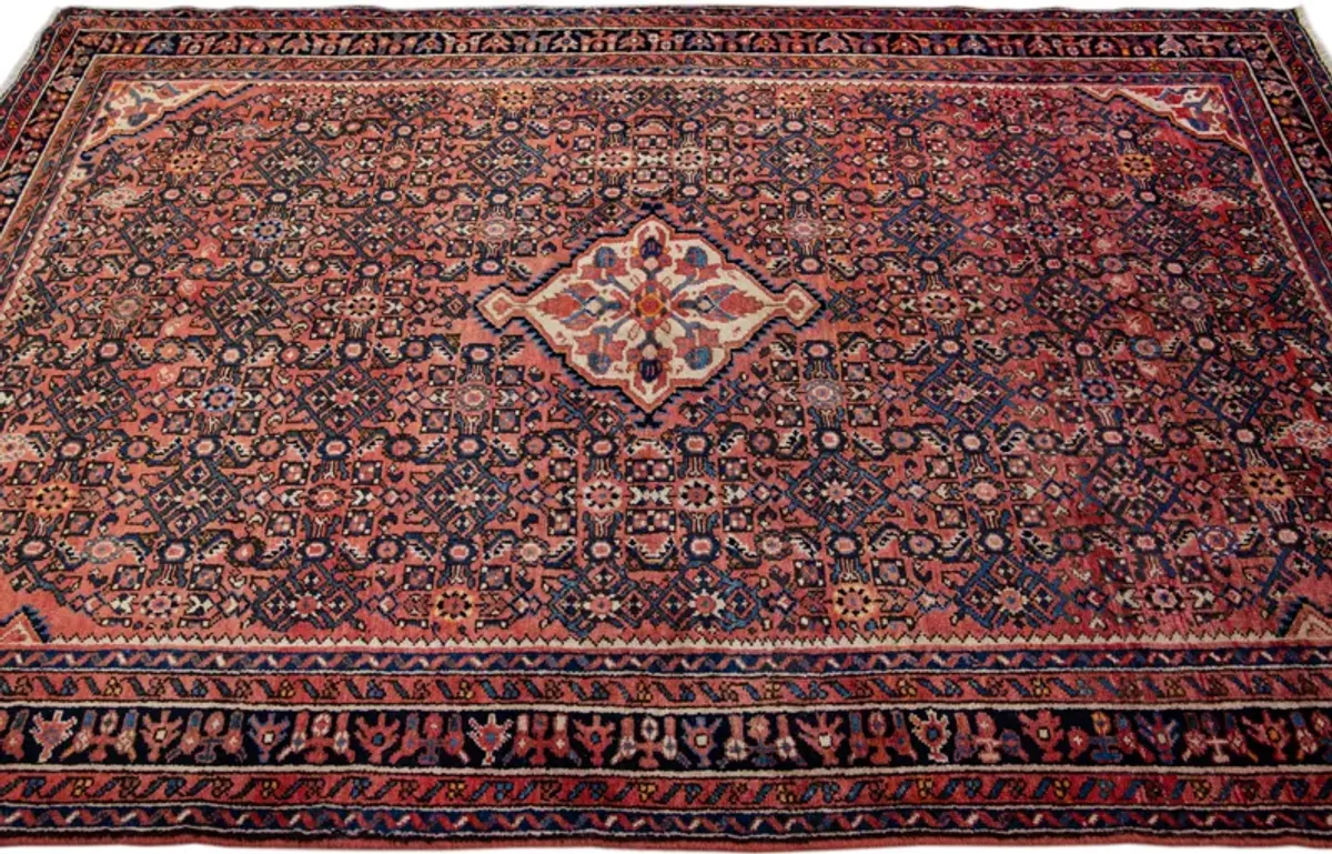 Persian Rust Geometric Wool Rug - Apadana - Orange - Orange