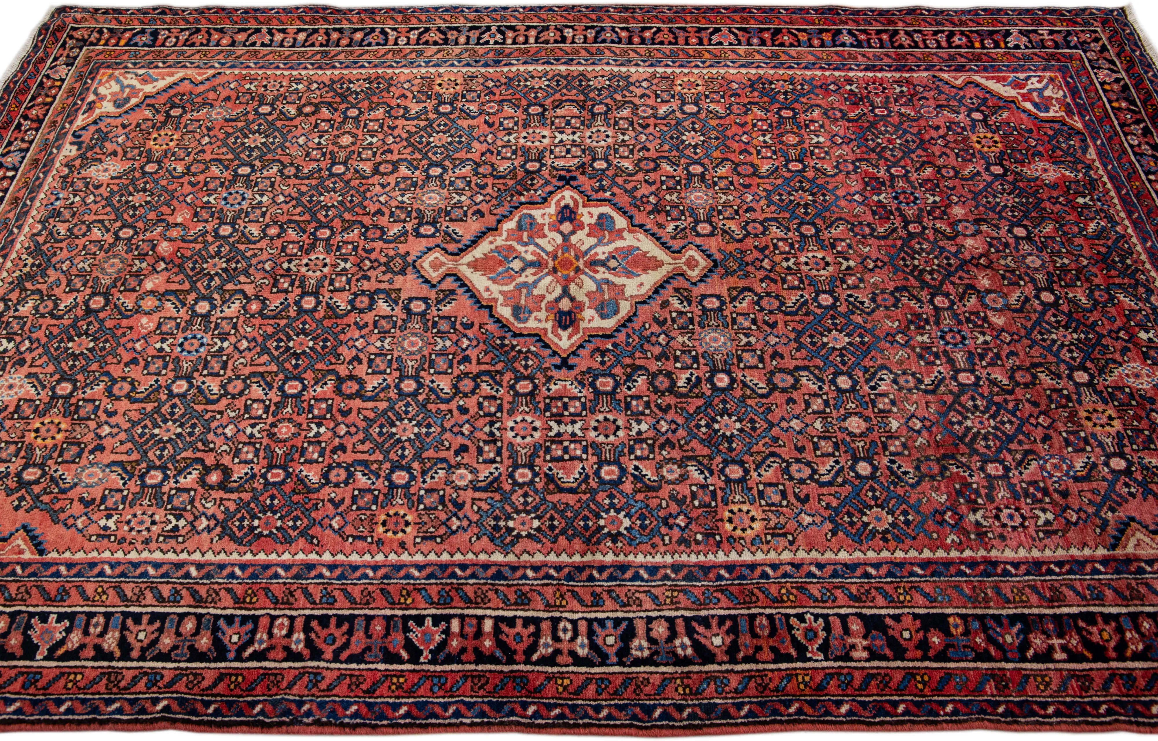 Persian Rust Geometric Wool Rug - Apadana - Orange - Orange