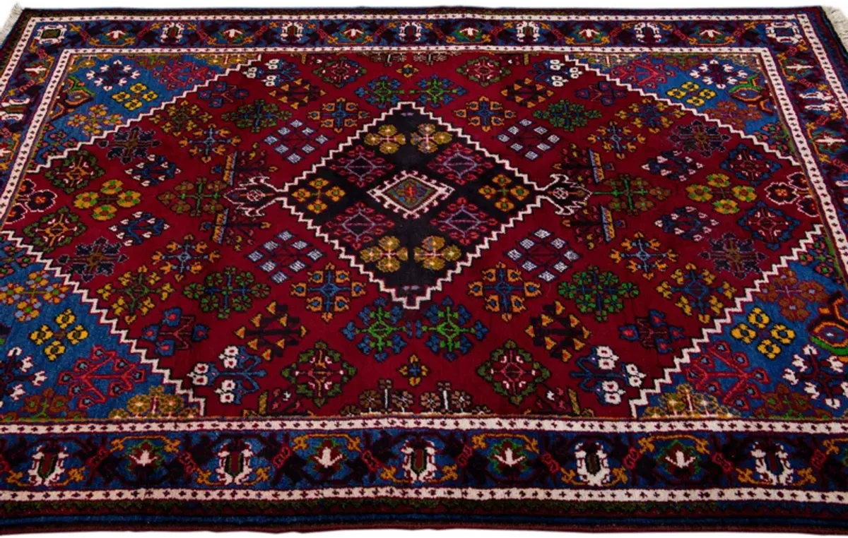 Persian Red Geometric Wool Rug - Apadana - Red