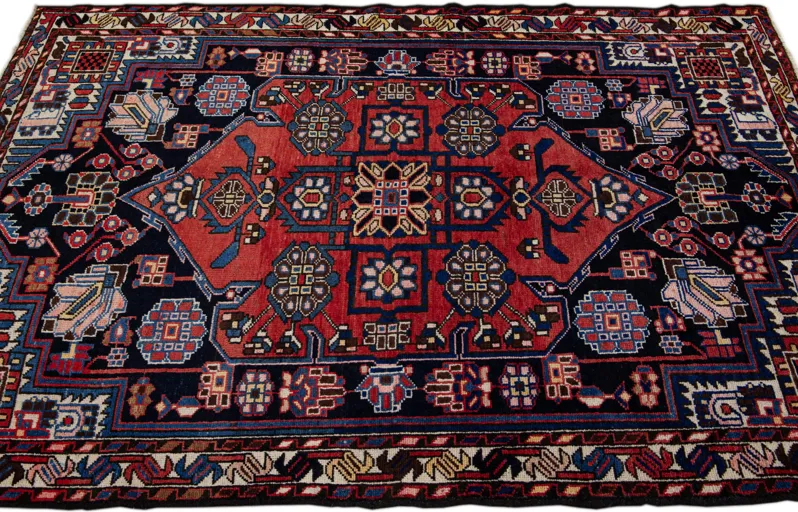 Persian Navy Blue Wool Rug - Apadana - Blue