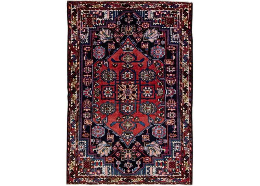 Persian Navy Blue Wool Rug - Apadana - Blue