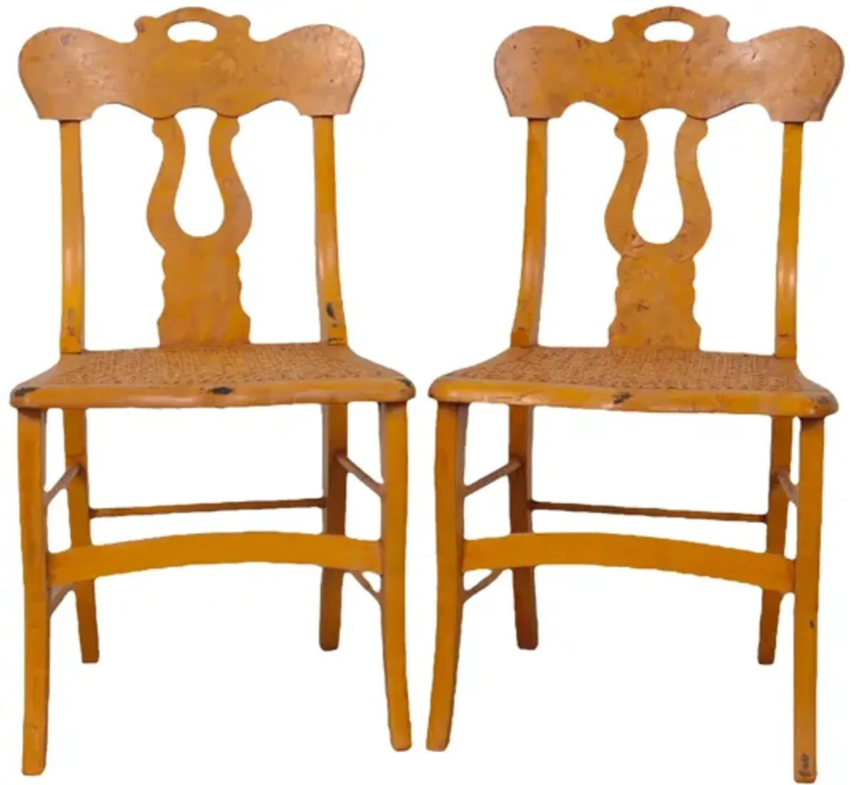 Antique Burlwood Caned Chairs - a Pair - Interesting Things - Brown