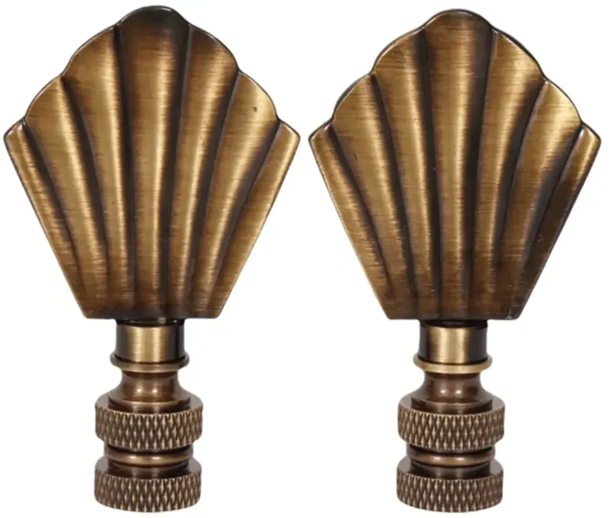 Scallop Shell Brass Lamp Finials - Pair By Interesting Things - gold - Fits a standard size lamp harp