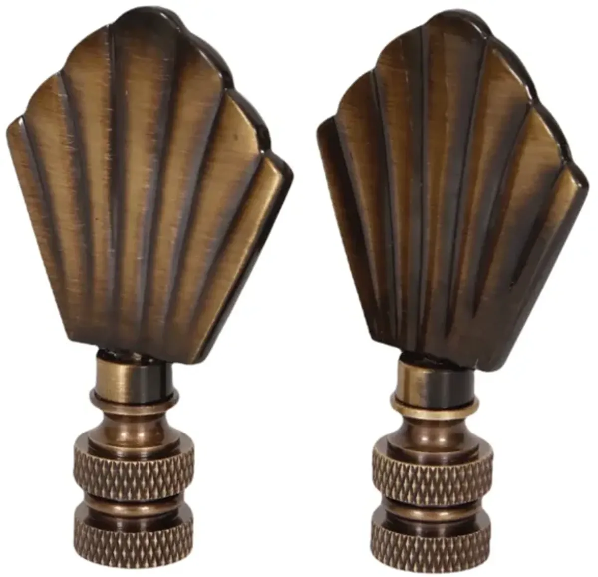 Scallop Shell Brass Lamp Finials - Pair By Interesting Things - gold - Fits a standard size lamp harp