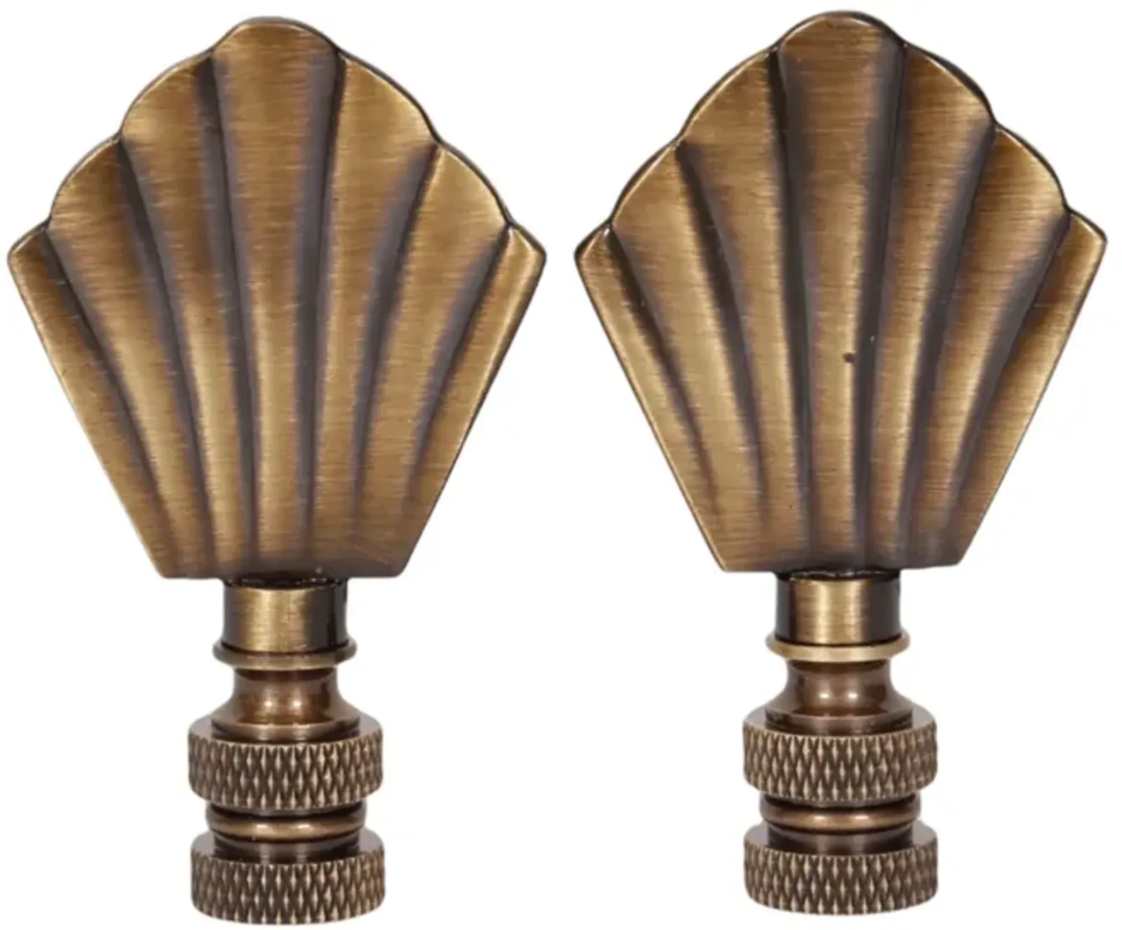 Scallop Shell Brass Lamp Finials - Pair By Interesting Things - gold - Fits a standard size lamp harp