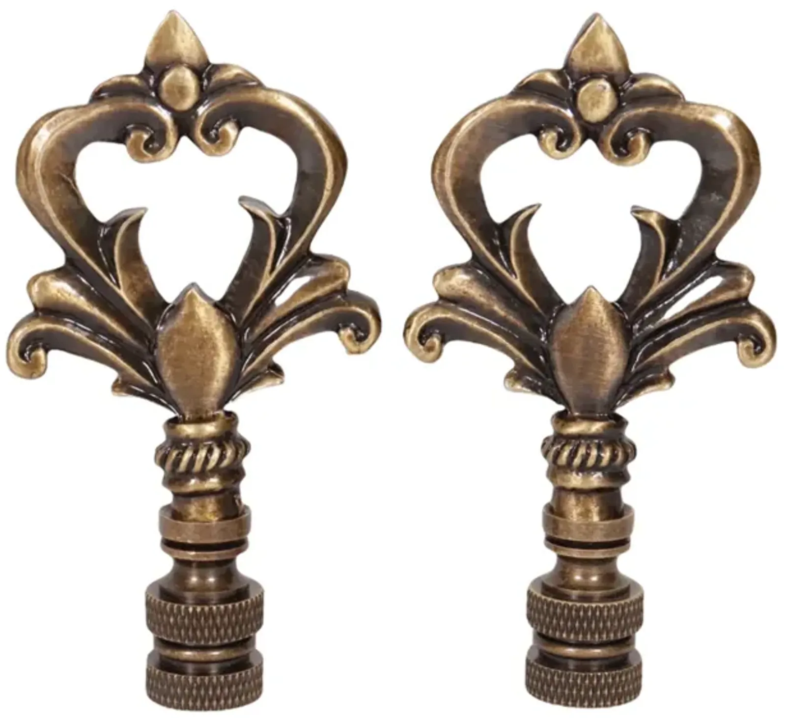 Neoclassical Brass Lamp Finials - a Pair By Interesting Things - Gold - Fits a standard size lamp harp