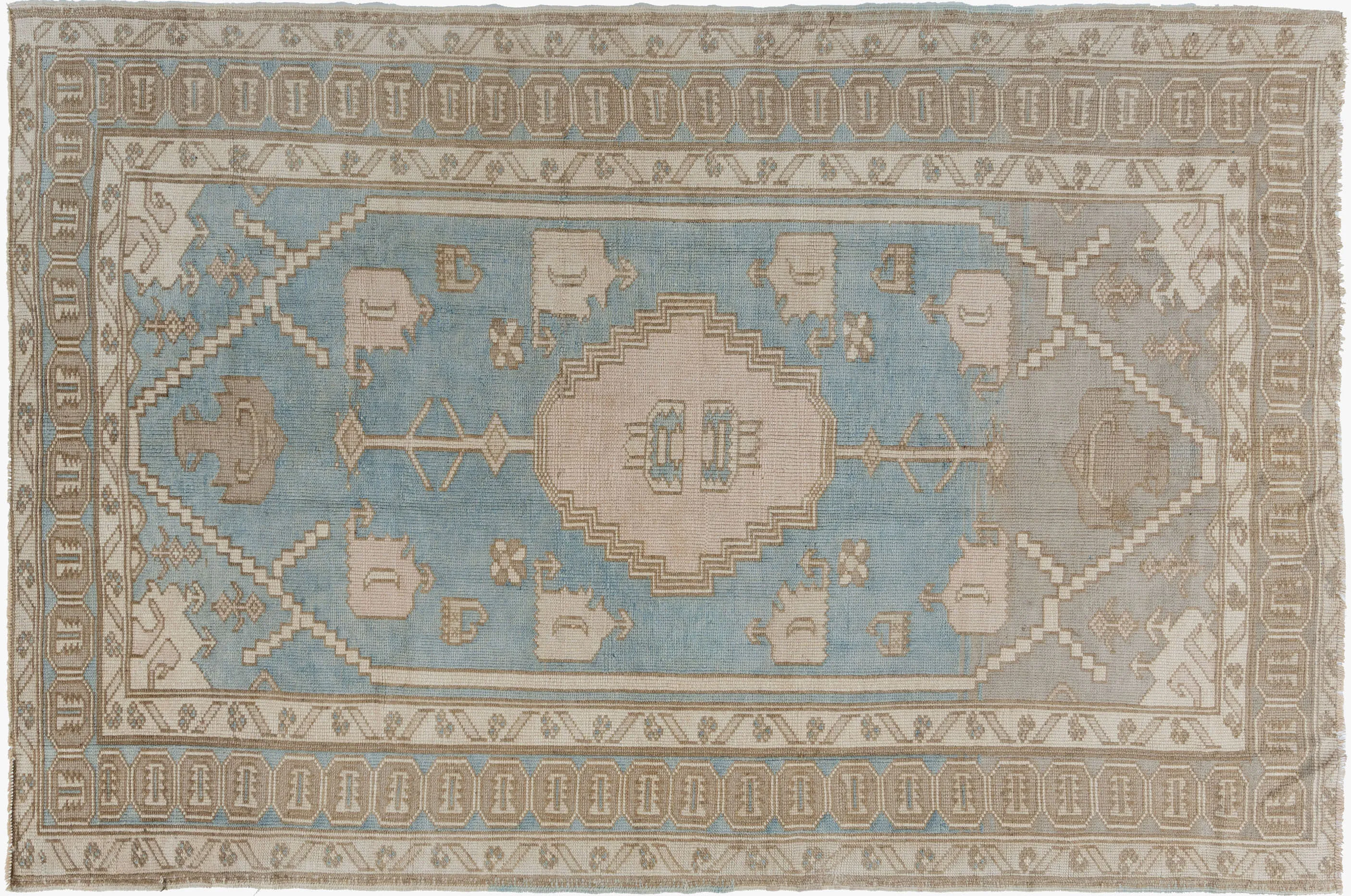 Turkish Oushak Rug 5'5 X 8'2 - Blue - Blue