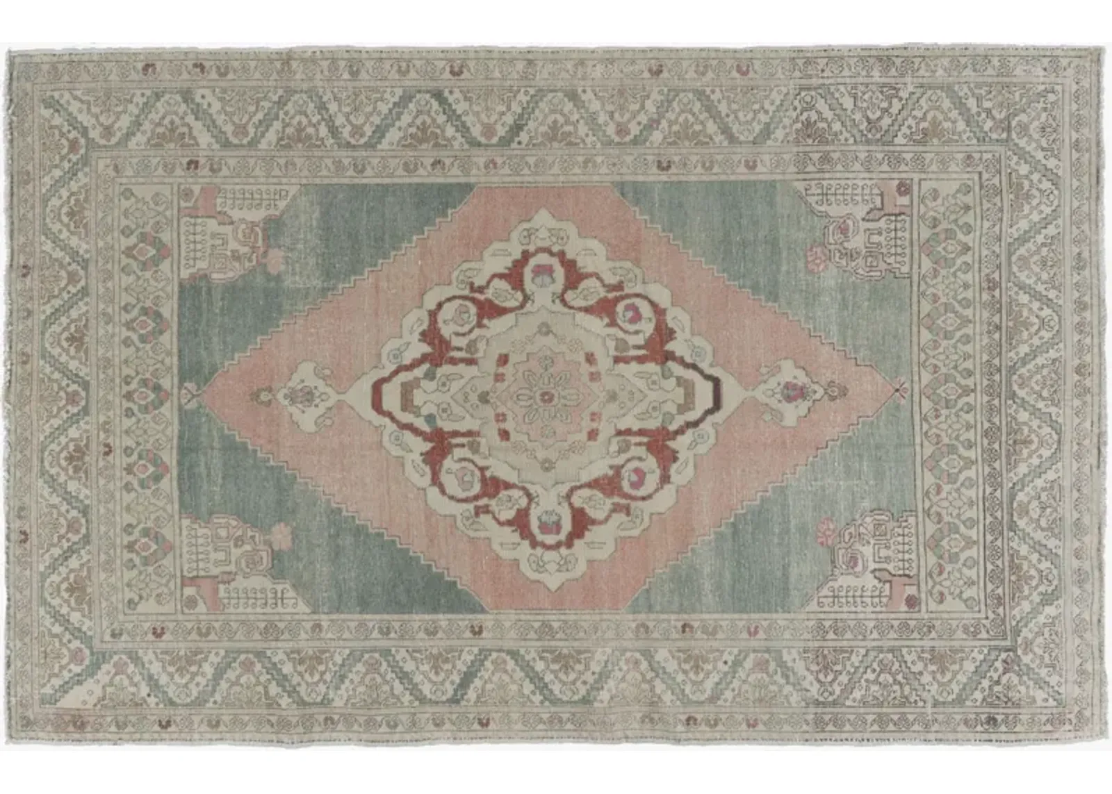 Turkish Oushak Rug 5'2 X 8'2 - Green - Green