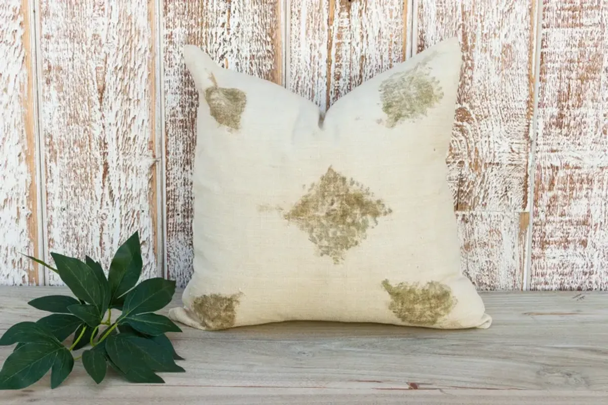 Chandra Leaf Printed Organic Silk Pillow - de-cor