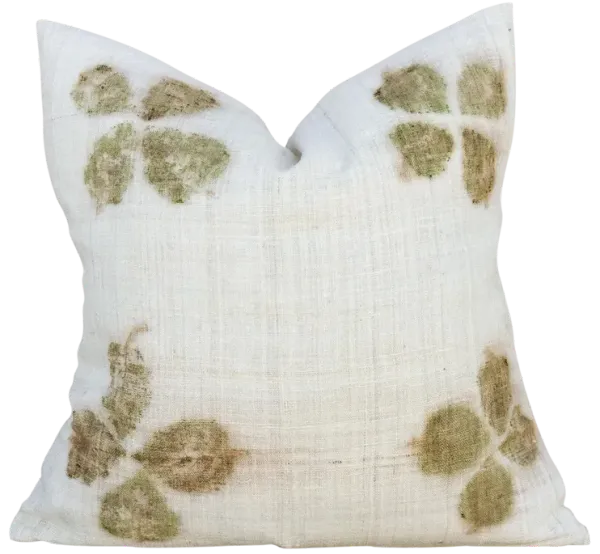 Lemla Leaf Printed Organic Silk Pillow - de-cor