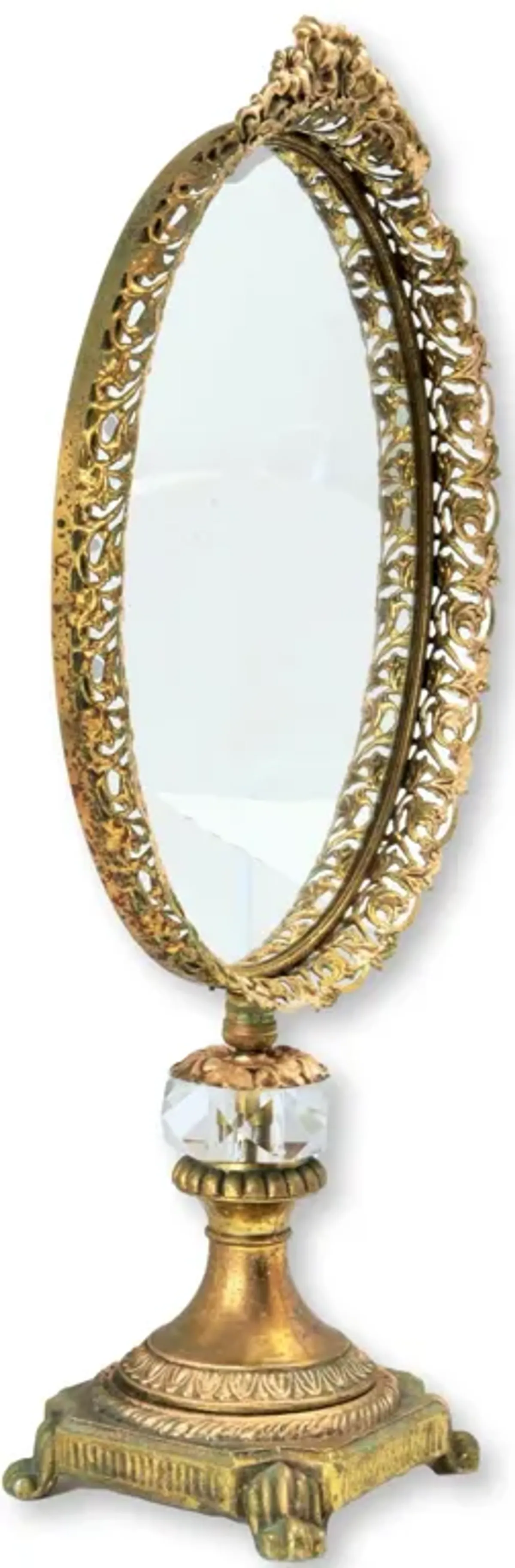 1960s Gilt Swiveling Vanity Mirror - The Queens Landing - Gold