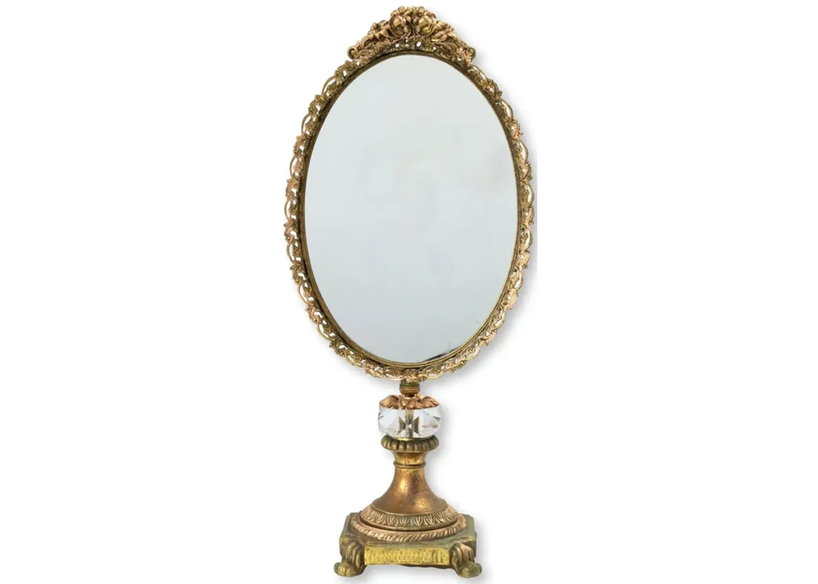 1960s Gilt Swiveling Vanity Mirror - The Queens Landing - Gold