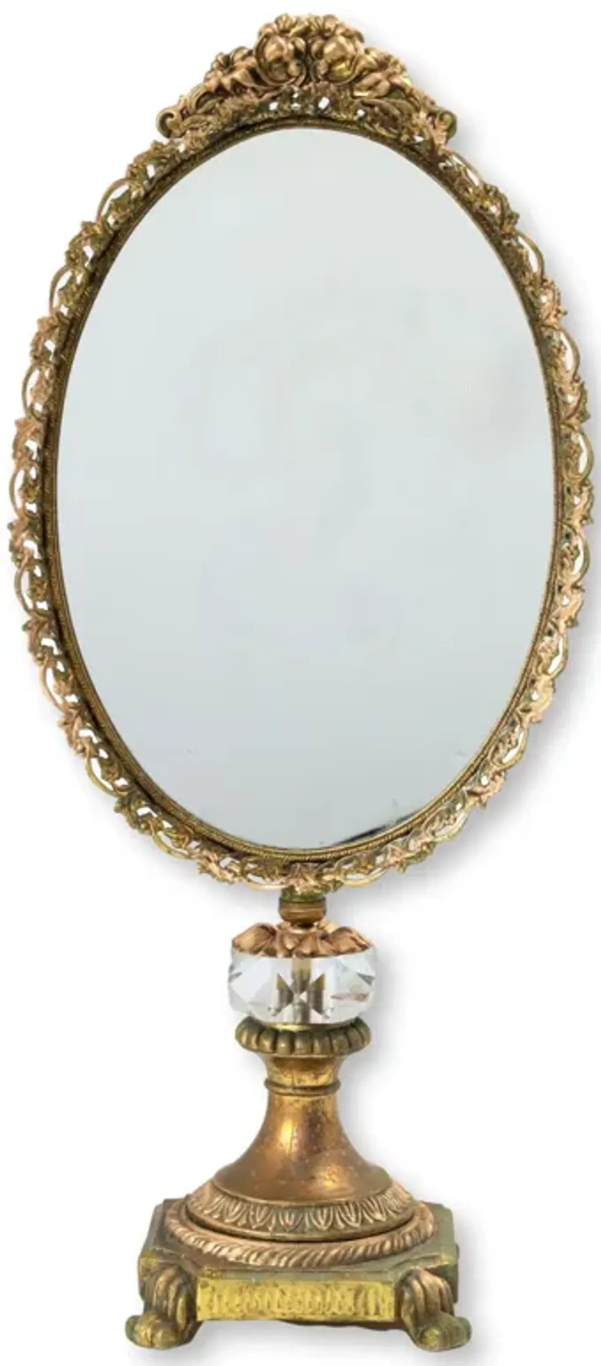 1960s Gilt Swiveling Vanity Mirror - The Queens Landing - Gold