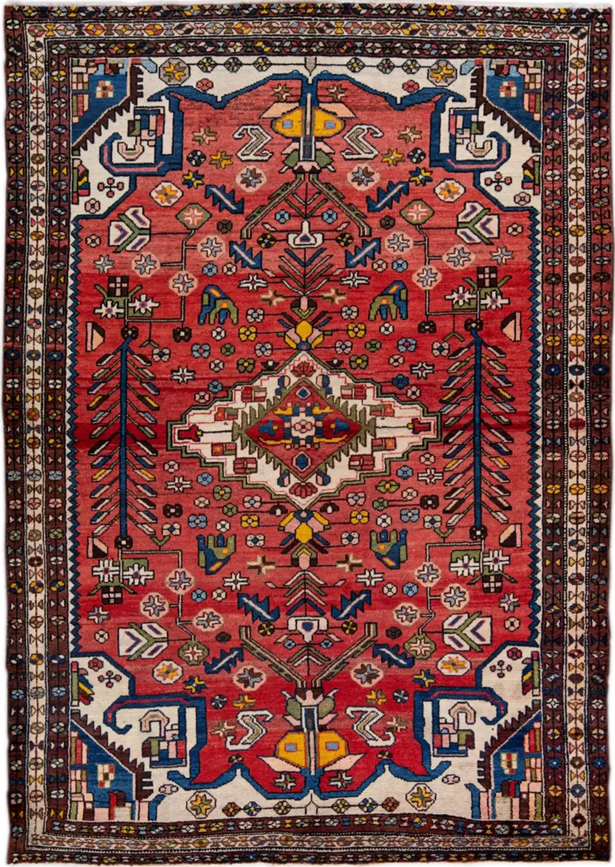 Persian Red Geometric Wool Rug - Apadana - Red