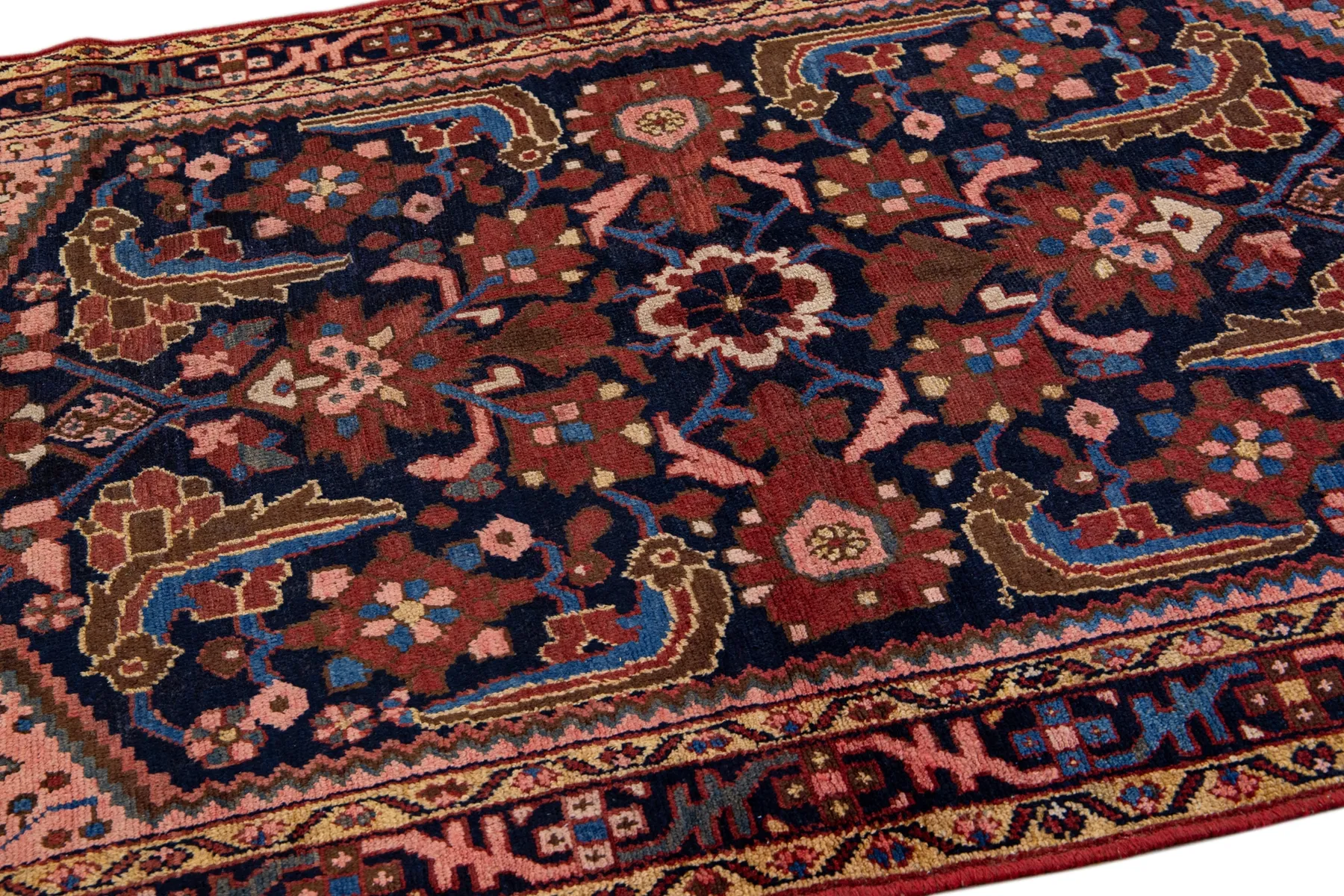 Persian Blue Floral Wool Rug - Apadana - Blue