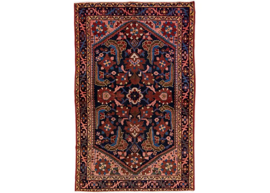 Persian Blue Floral Wool Rug - Apadana - Blue