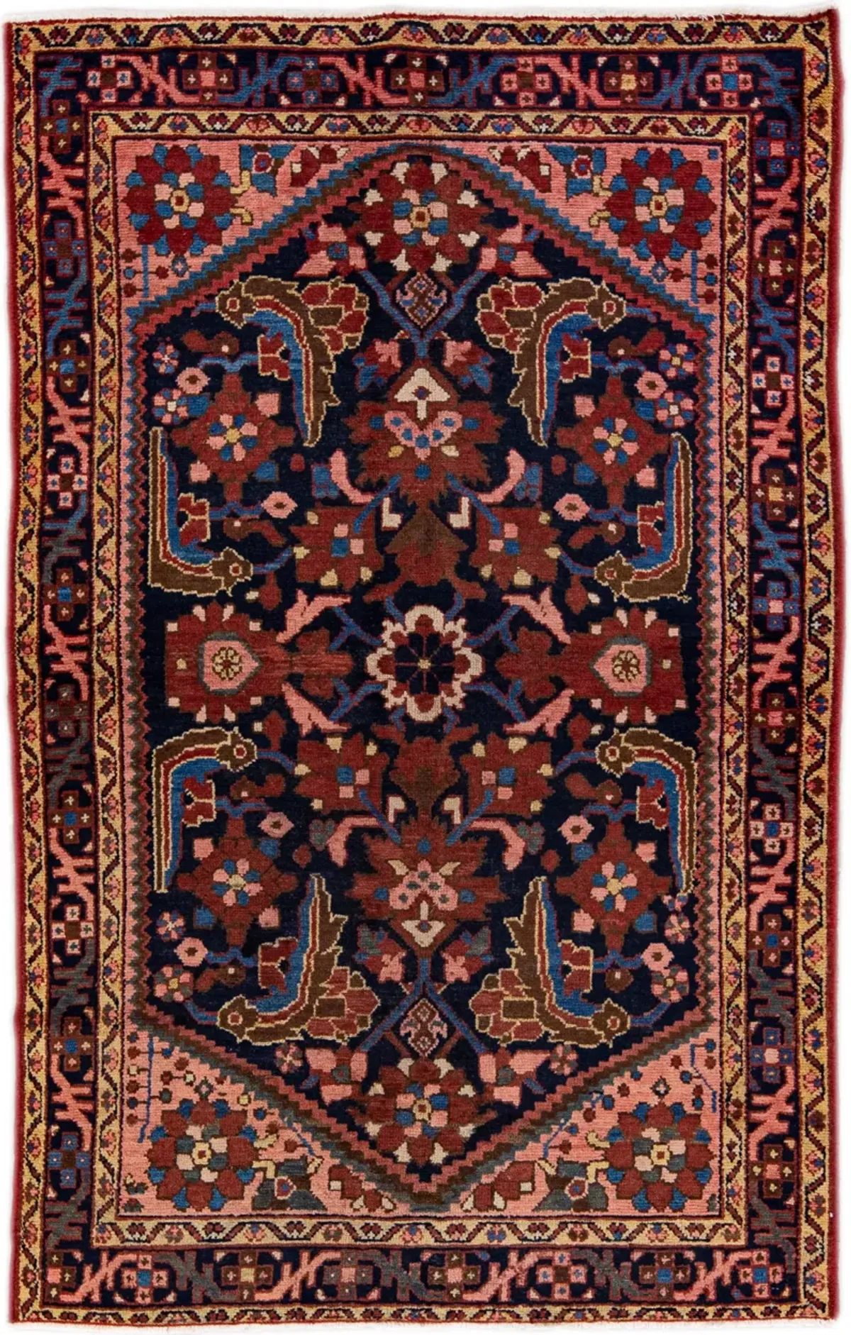 Persian Blue Floral Wool Rug - Apadana - Blue