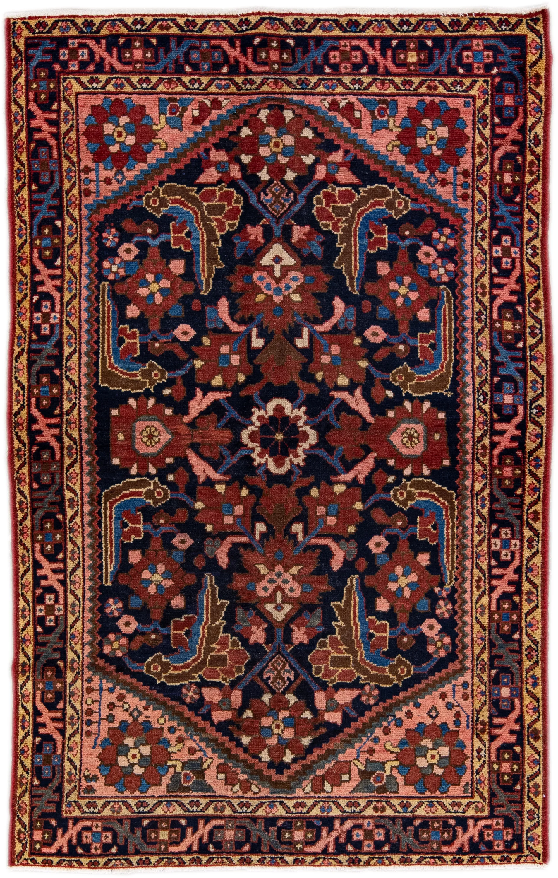 Persian Blue Floral Wool Rug - Apadana - Blue