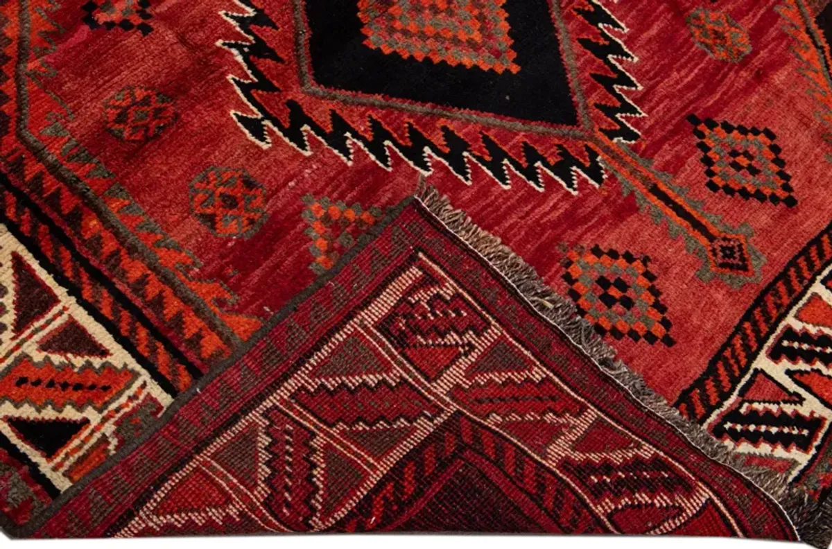 Persian Red Geometric Wool Rug - Apadana - Red