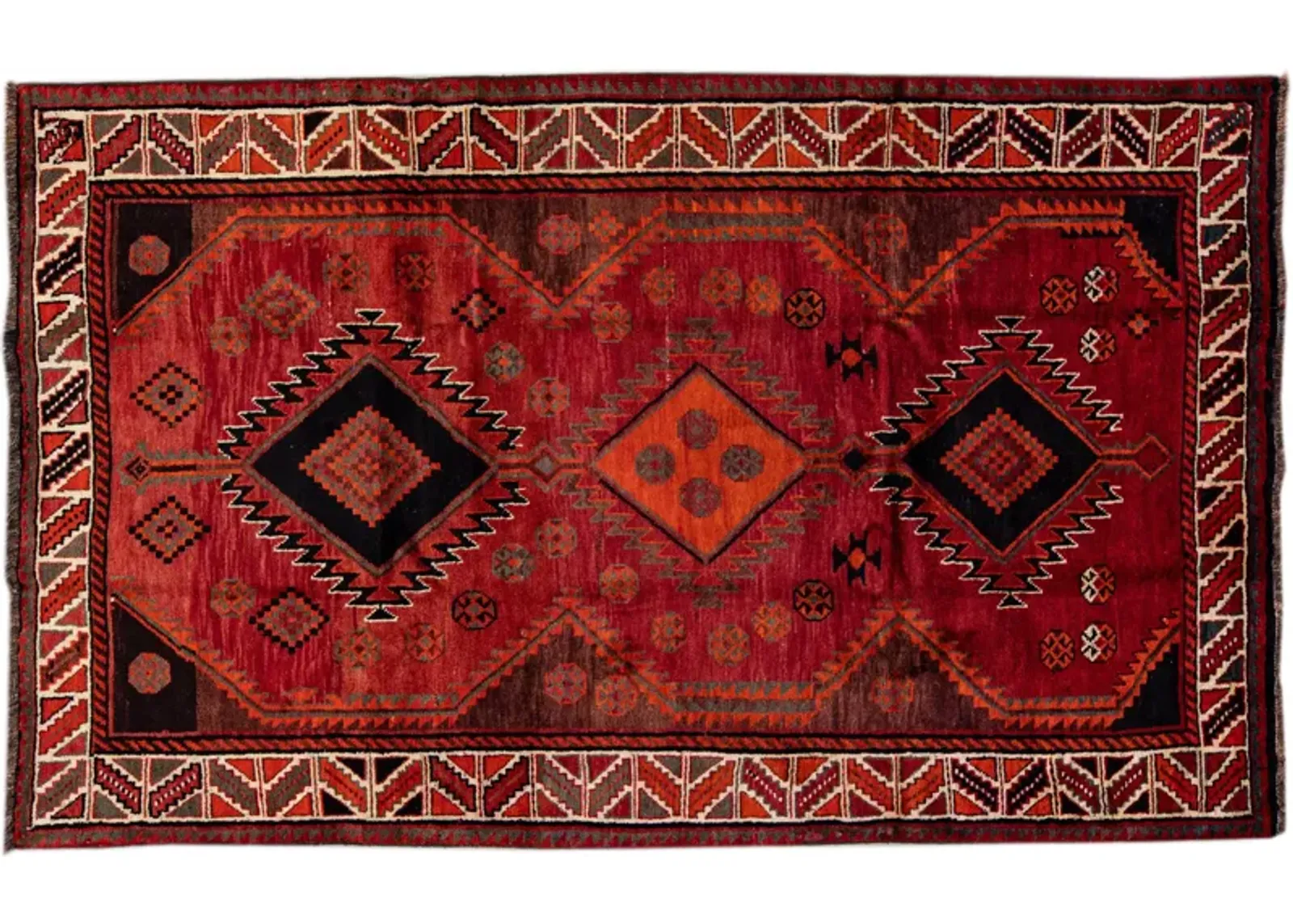 Persian Red Geometric Wool Rug - Apadana - Red