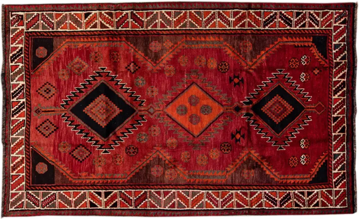 Persian Red Geometric Wool Rug - Apadana - Red