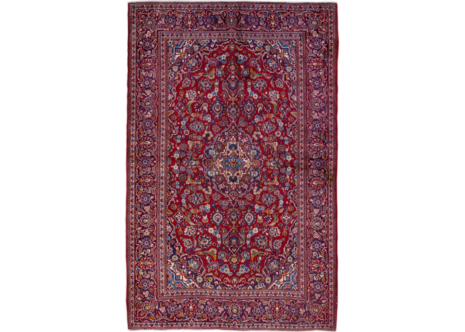 Vintage Persian Red Medallion Wool Rug - Apadana - Red