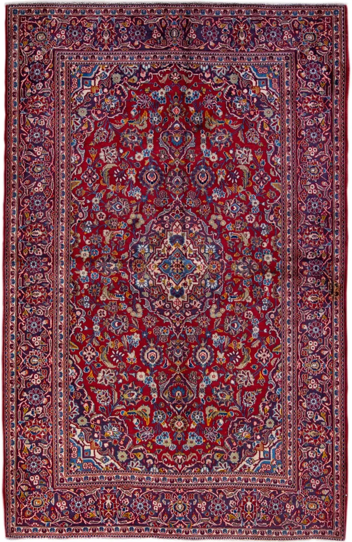 Vintage Persian Red Medallion Wool Rug - Apadana - Red