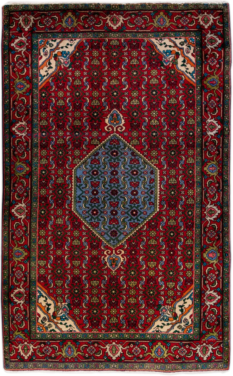 Vintage Persian Red Medallion Wool Rug - Apadana - Red