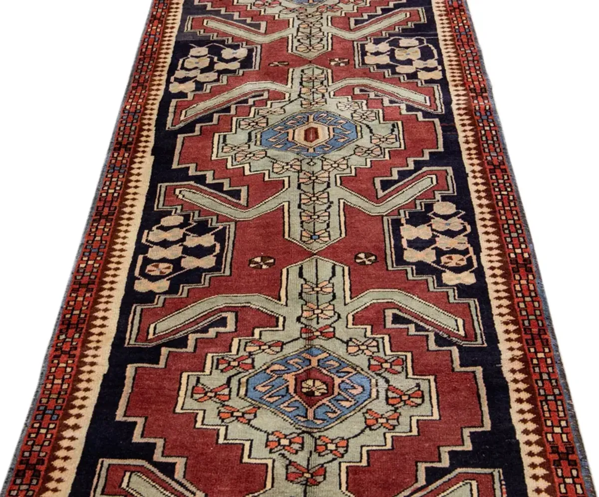 Persian Red Wool Runner Rug - Apadana - Red