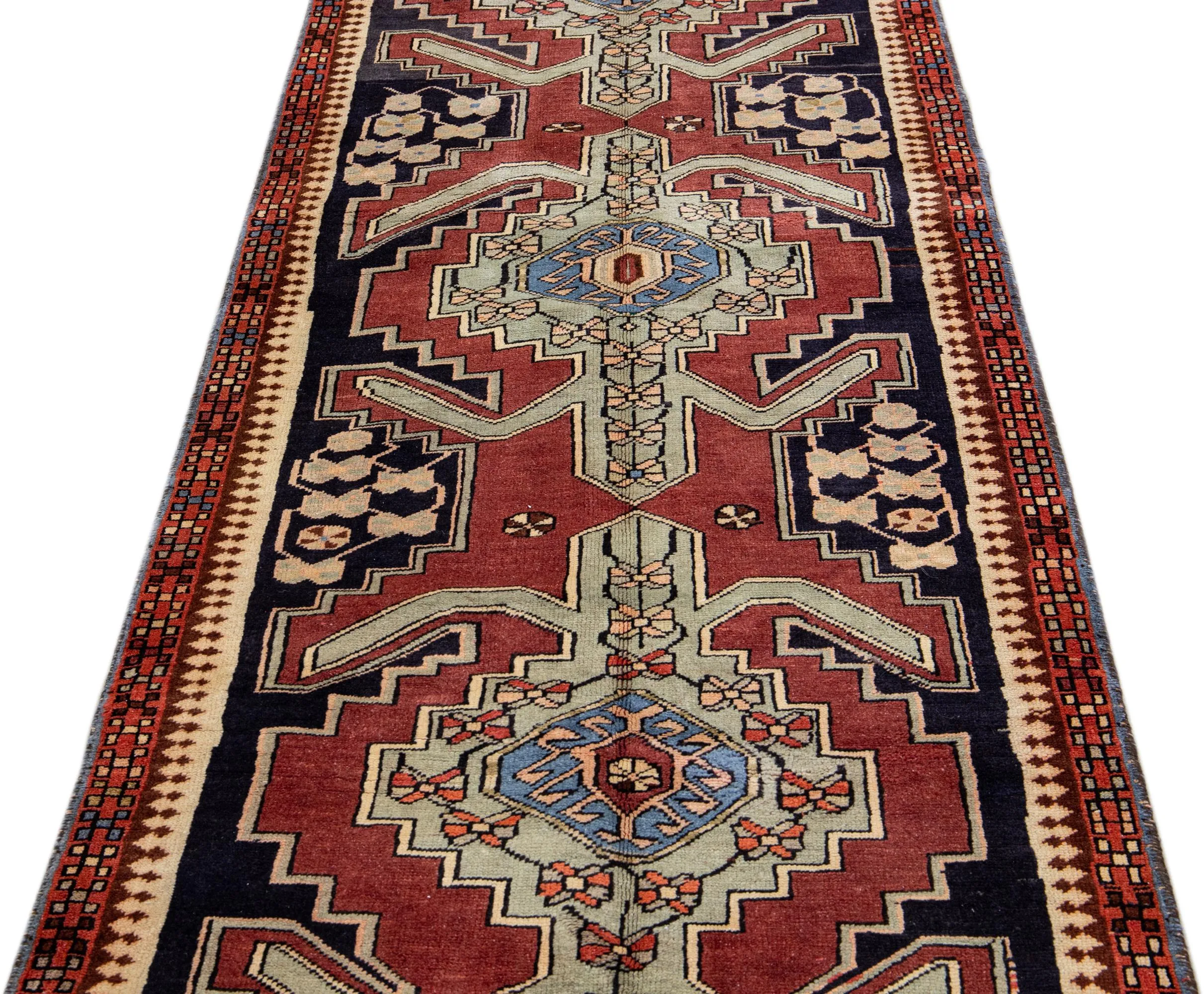 Persian Red Wool Runner Rug - Apadana - Red