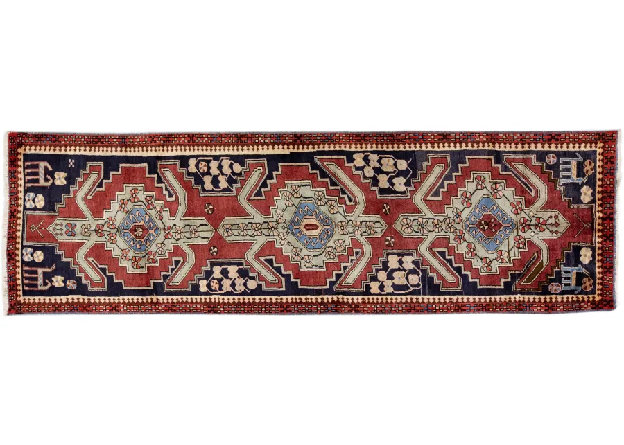 Persian Red Wool Runner Rug - Apadana - Red