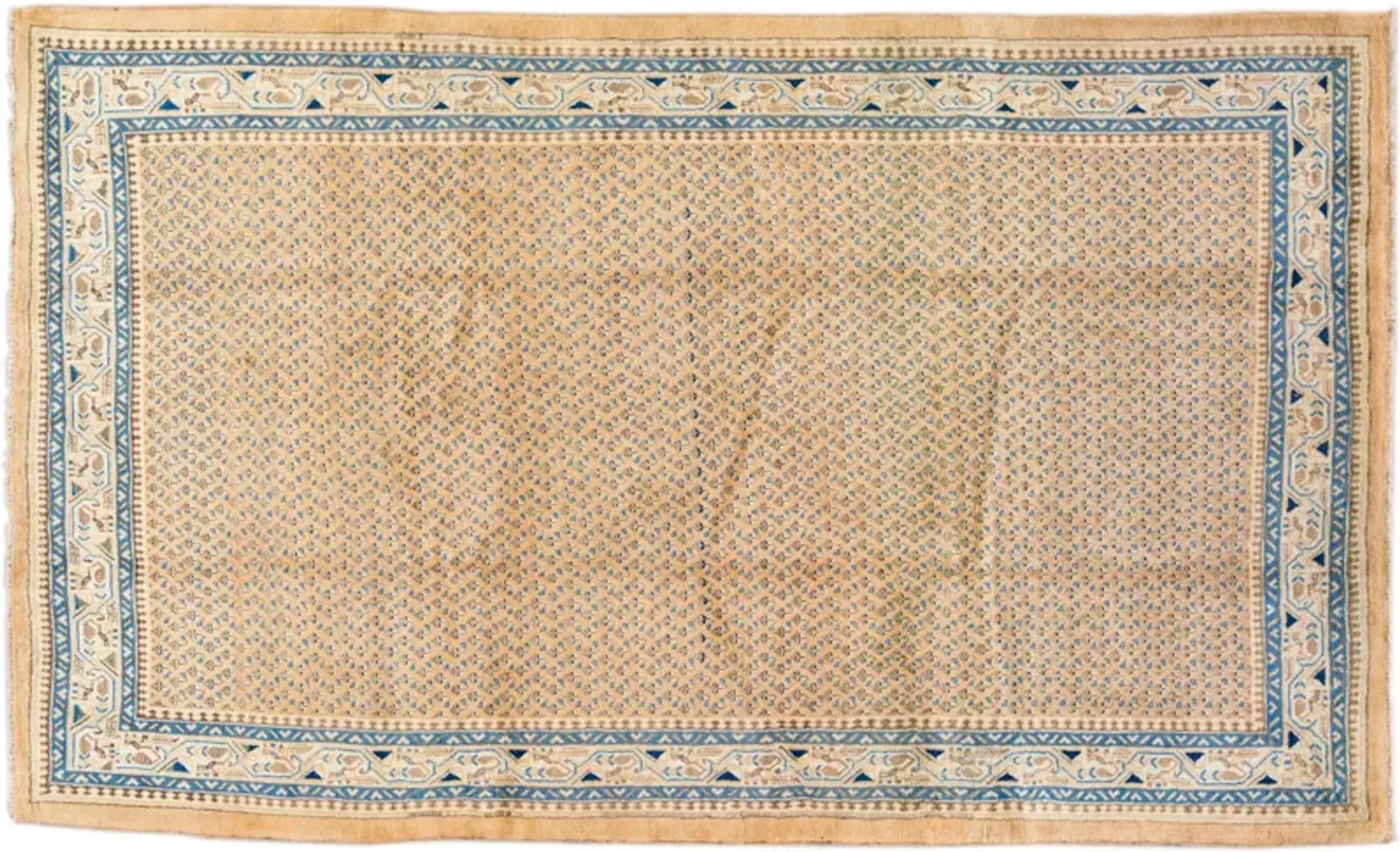 Persian Tan Geometric Wool Rug - Apadana - Beige - Beige