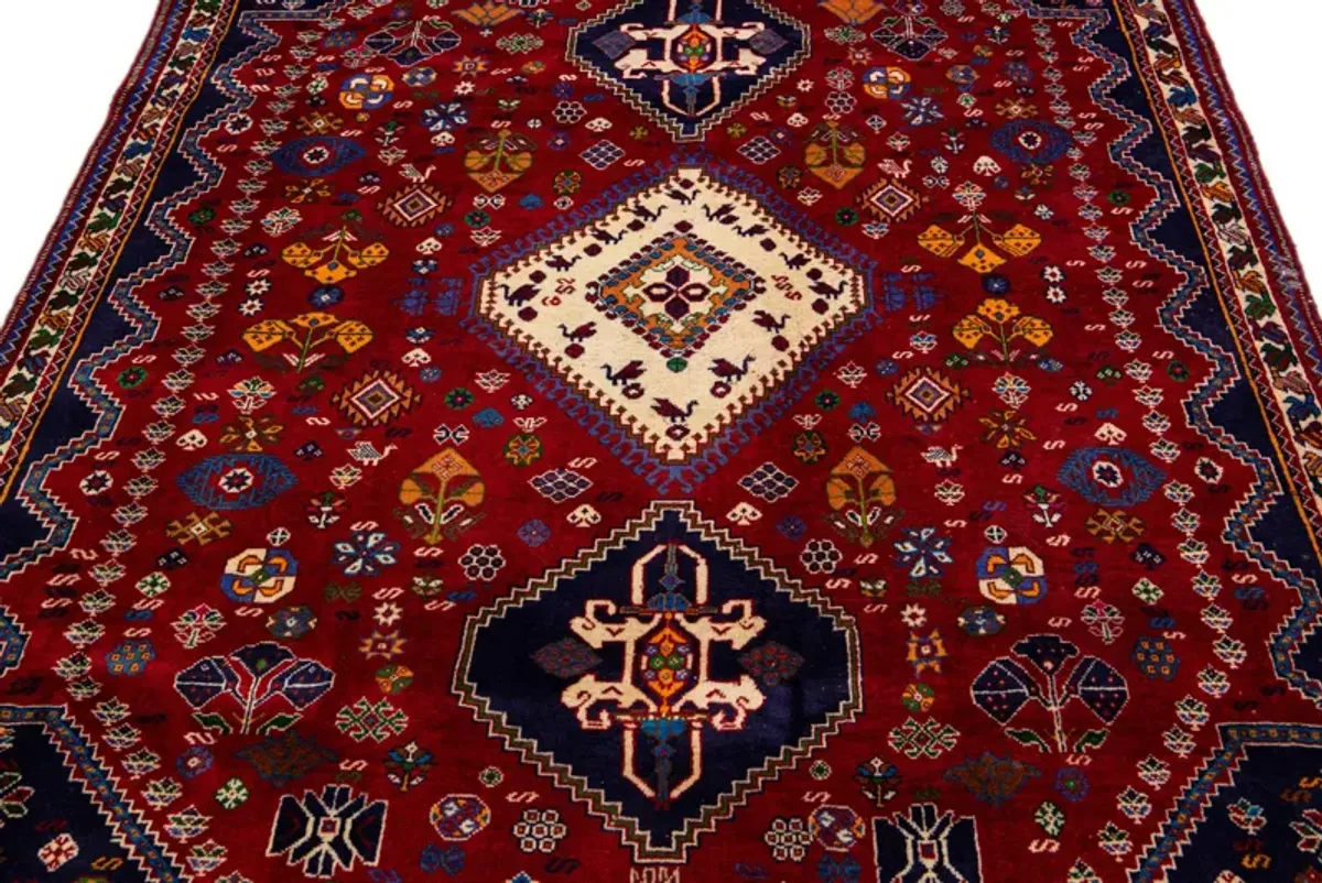 Shiraz Red Geometric Wool Rug - Apadana - Red