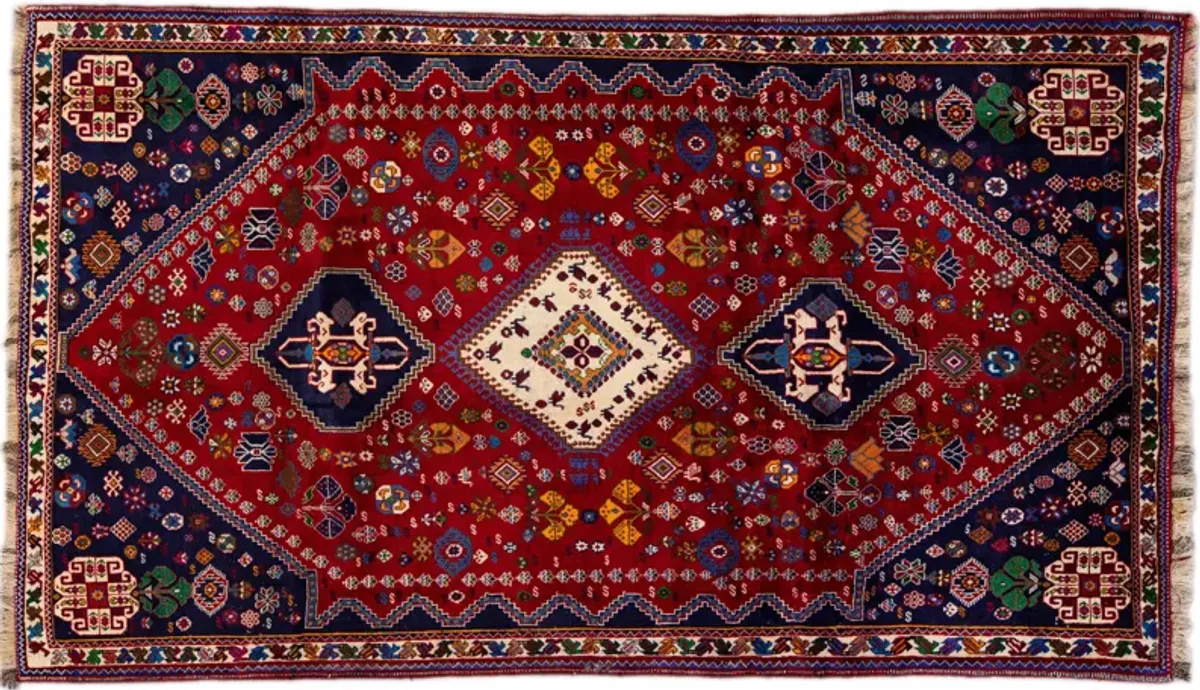 Shiraz Red Geometric Wool Rug - Apadana - Red