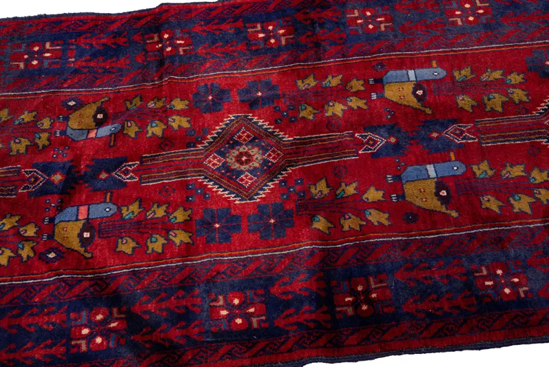 Persian Red Wool Runner Rug - Apadana - Red