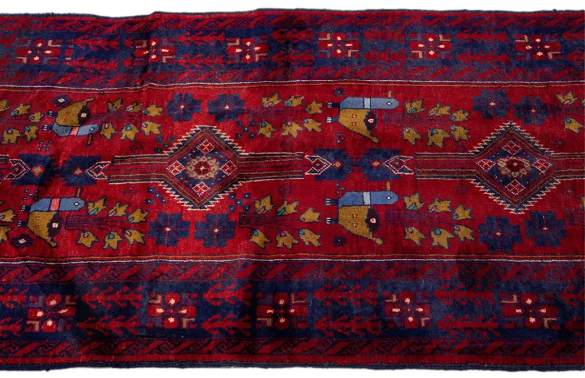 Persian Red Wool Runner Rug - Apadana - Red