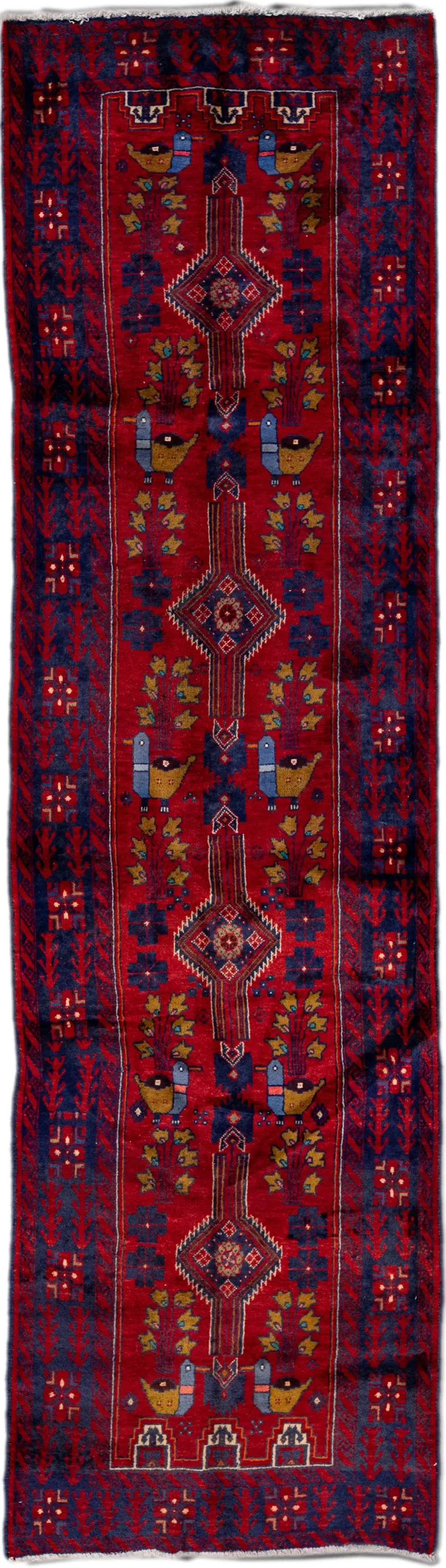 Persian Red Wool Runner Rug - Apadana - Red