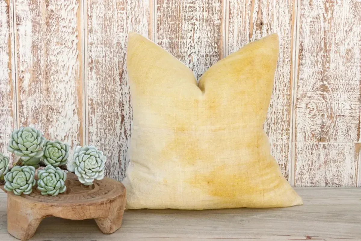 Rina Yellow Organic Silk Pillow - de-cor