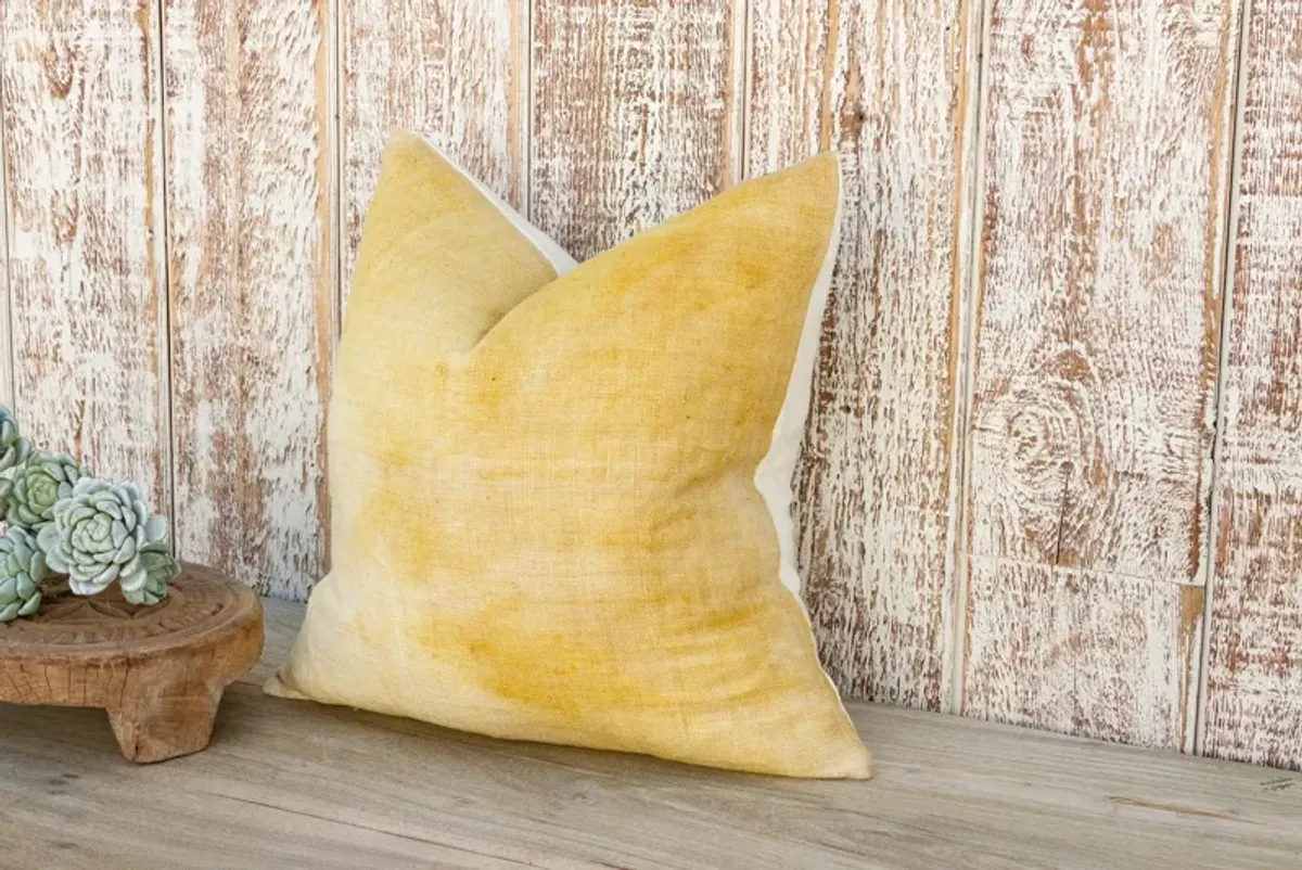 Rina Yellow Organic Silk Pillow - de-cor