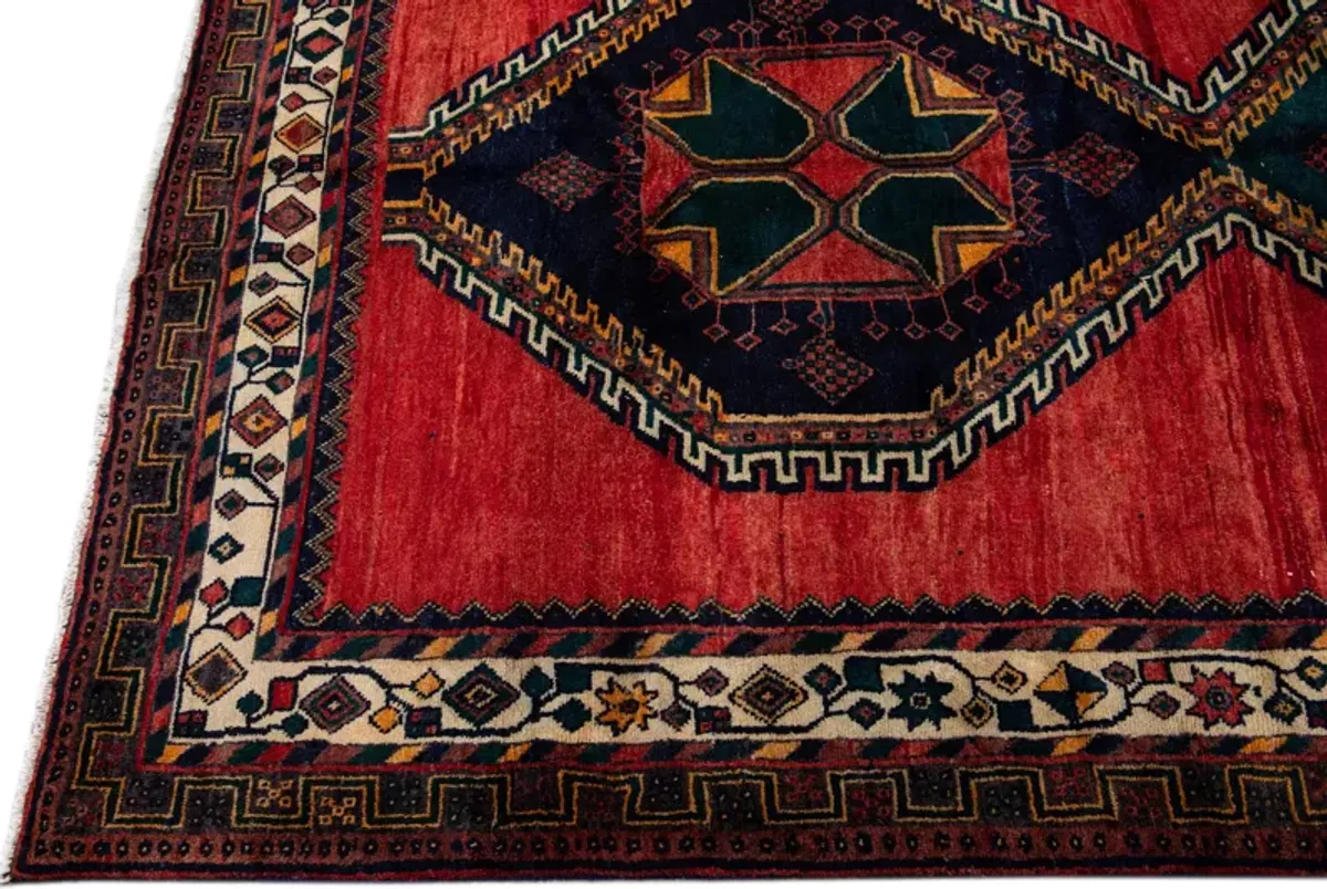 Shiraz Red Medallion Wool Rug - Apadana - Red