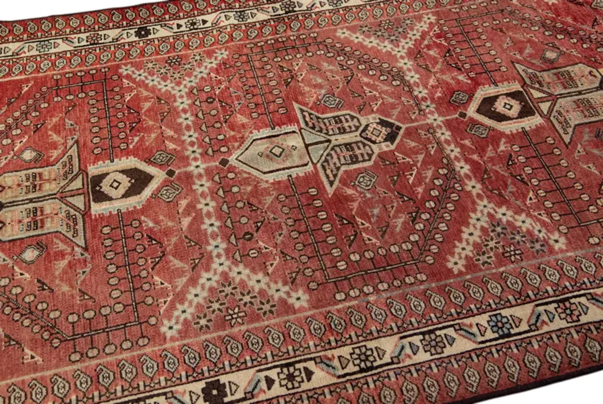 Persian Red Geometric Wool Rug - Apadana - Red