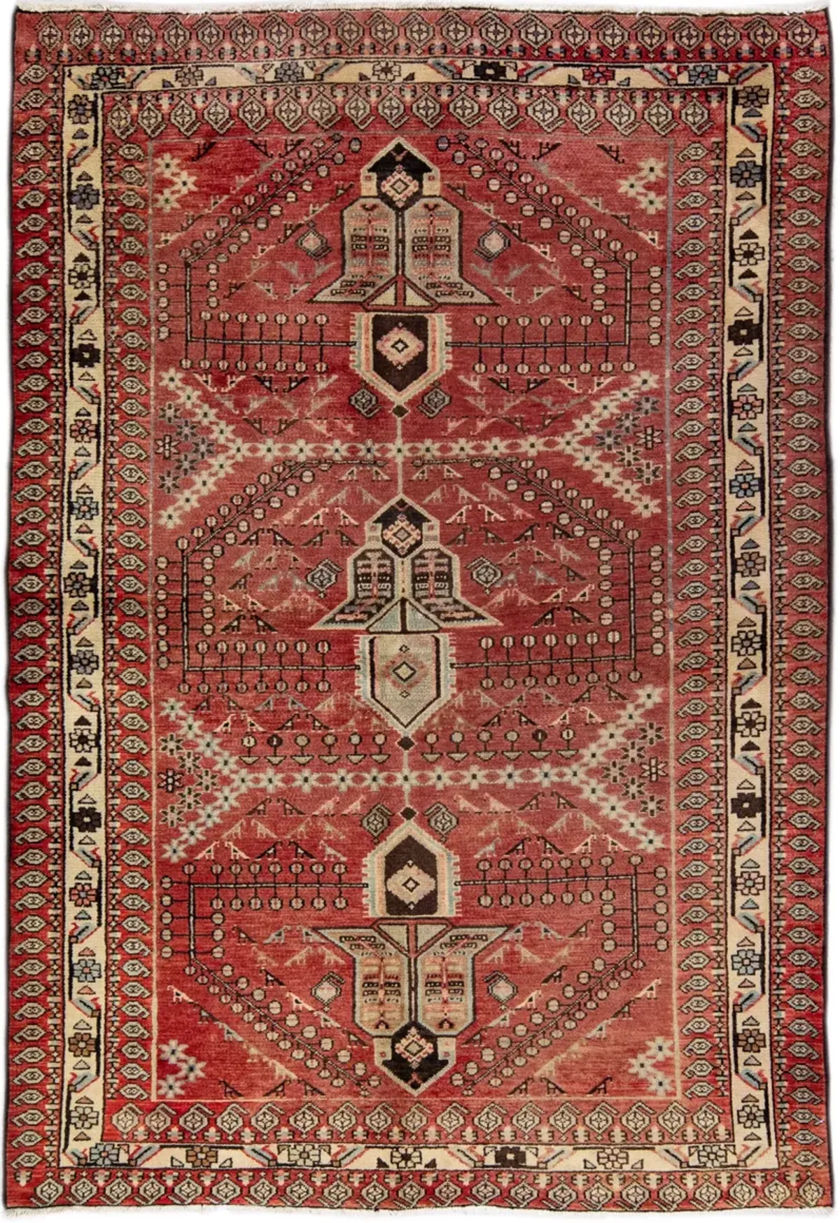 Persian Red Geometric Wool Rug - Apadana - Red